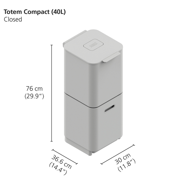 Mülleimer Totem - Kunststoff / Edelstahl - Steingrau - Fassungsvermögen: 40 L