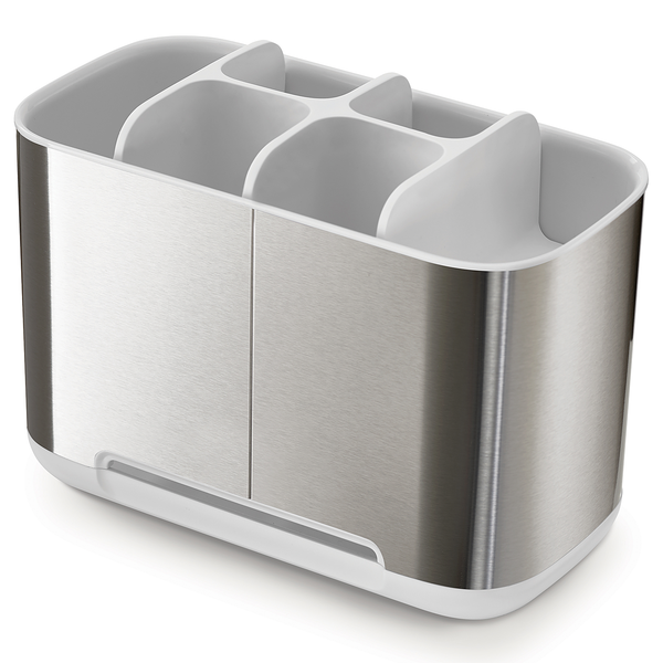 Zahnbürstenhalter Easy Store - Edelstahl - Silber / Weiß
