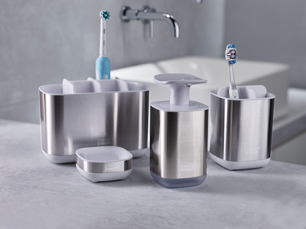 Zahnbürstenhalter Easy Store - Edelstahl - Silber / Weiß