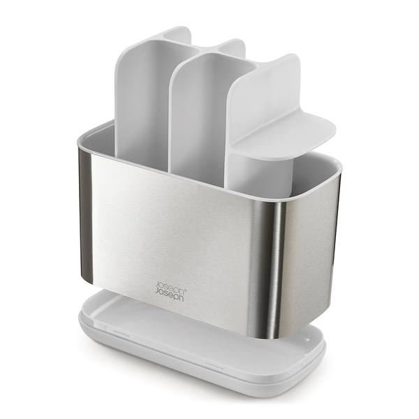 Zahnbürstenhalter Easy Store - Edelstahl - Silber / Weiß