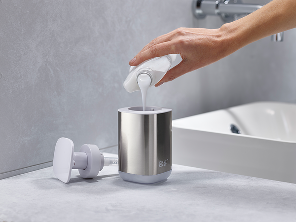 Bad-Accessoire-Set Easy Store 2-teilig - Edelstahl - Silber / Weiß