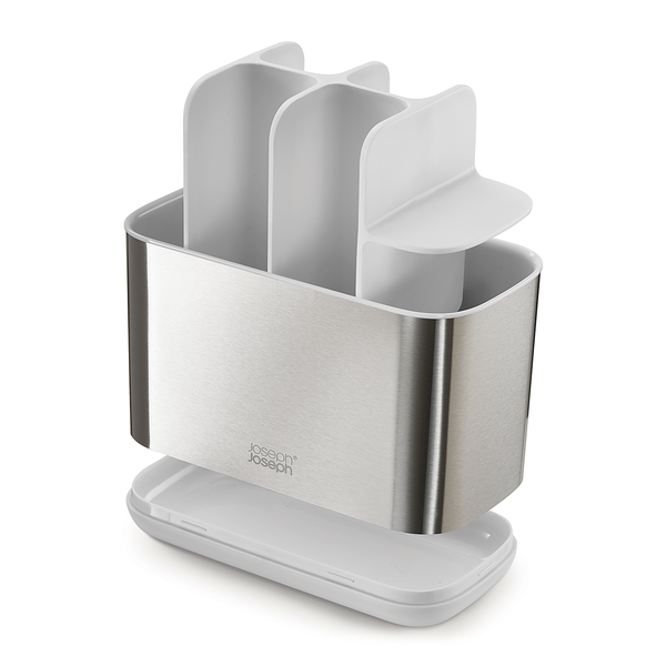 Bad-Accessoire-Set Easy Store 2-teilig - Edelstahl - Silber / Weiß