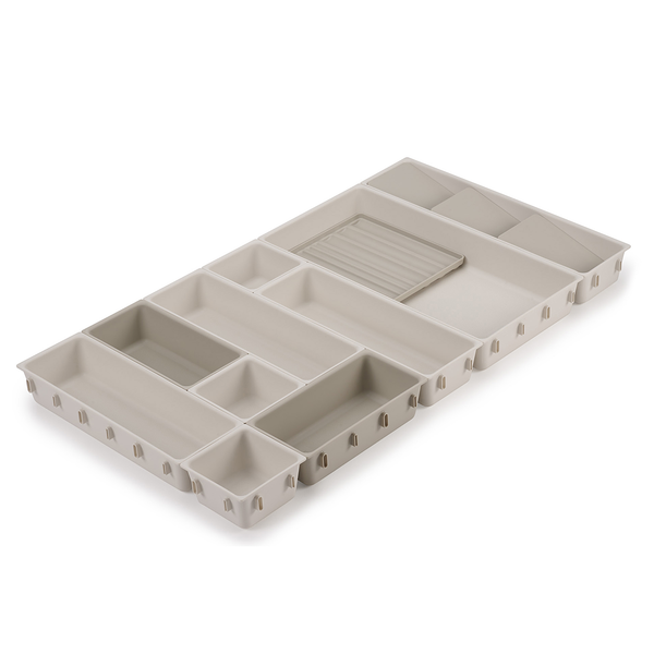 Make-Up-Organizer-Set 12-teilig - Kunststoff - Beige