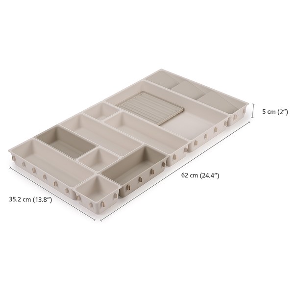 Make-Up-Organizer-Set 12-teilig - Kunststoff - Beige