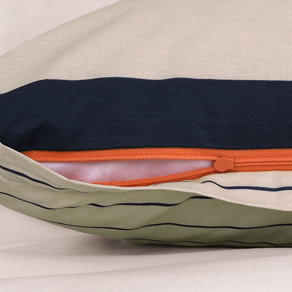 Renforce-Bettwäsche Tom Tailor - Baumwolle - Creme / Marineblau - 155 x 220 cm + Kissen 80 x 80 cm