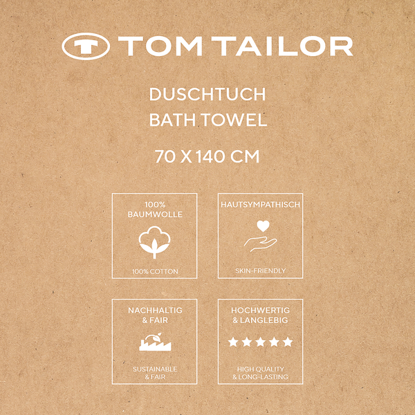 Duschtuch Tom Tailor - Baumwolle - 70 x 140 cm - Türkis