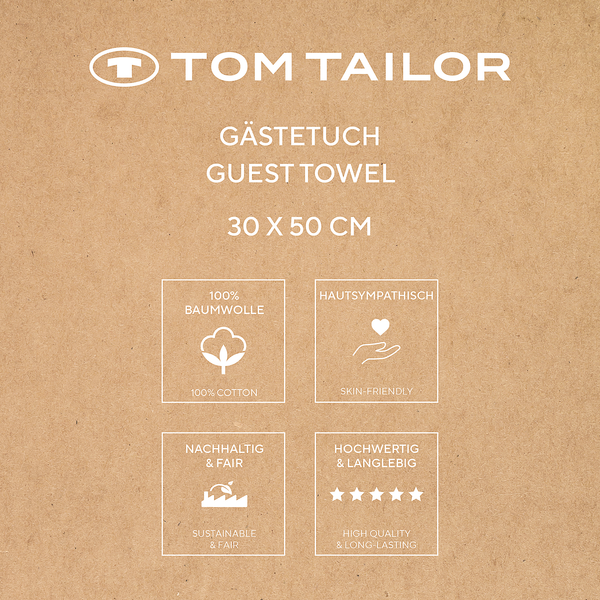 Gästehandtuch Tom Tailor 6er-Set - Baumwolle - 30 x 50 cm - Türkis