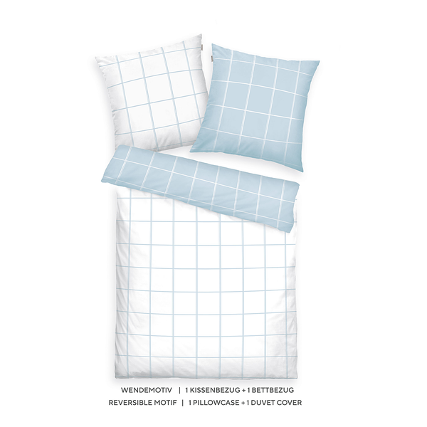 Renforce-Bettwäsche Tom Tailor - Baumwolle - Weiß / Hellblau - 155 x 220 cm + Kissen 80 x 80 cm