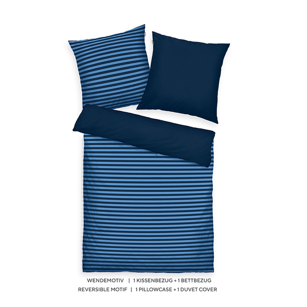 Renforce-Bettwäsche Tom Tailor - Baumwolle - Hellblau / Dunkelblau - 135 x 200 cm + Kissen 80 x 80 cm