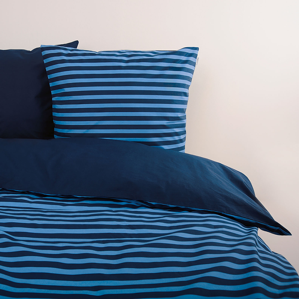 Renforce-Bettwäsche Tom Tailor - Baumwolle - Hellblau / Dunkelblau - 135 x 200 cm + Kissen 80 x 80 cm