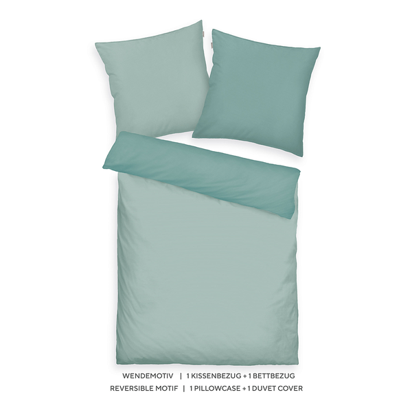Satin-Bettwäsche Tom Tailor - Baumwolle - Mint - 135 x 200 cm + Kissen 80 x 80 cm