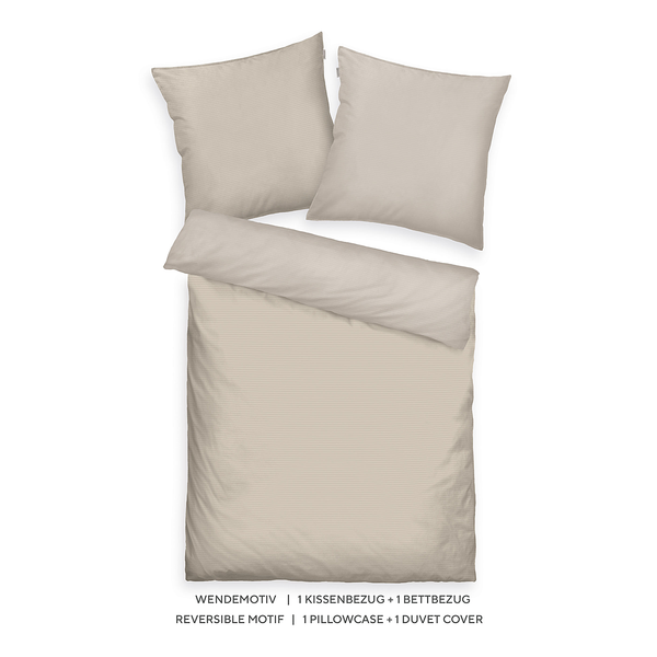 Satin-Bettwäsche Tom Tailor - Baumwolle - Beige - 155 x 220 cm + Kissen 80 x 80 cm