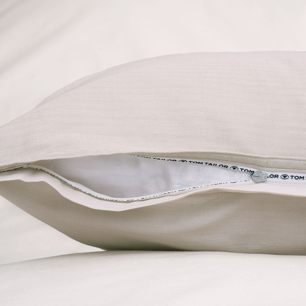 Satin-Bettwäsche Tom Tailor - Baumwolle - Beige - 155 x 220 cm + Kissen 80 x 80 cm