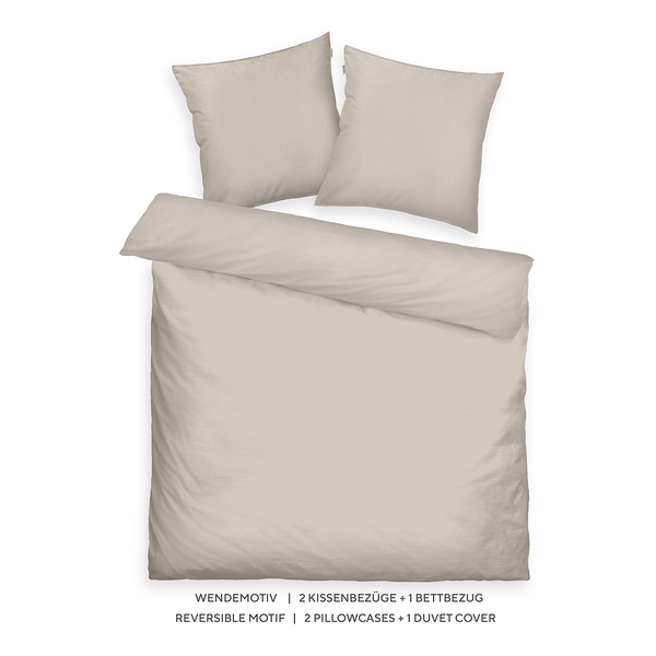 Satin-Bettwäsche Tom Tailor - Baumwolle - Beige - 200 x 220 cm + 2 Kissen 80 x 80 cm