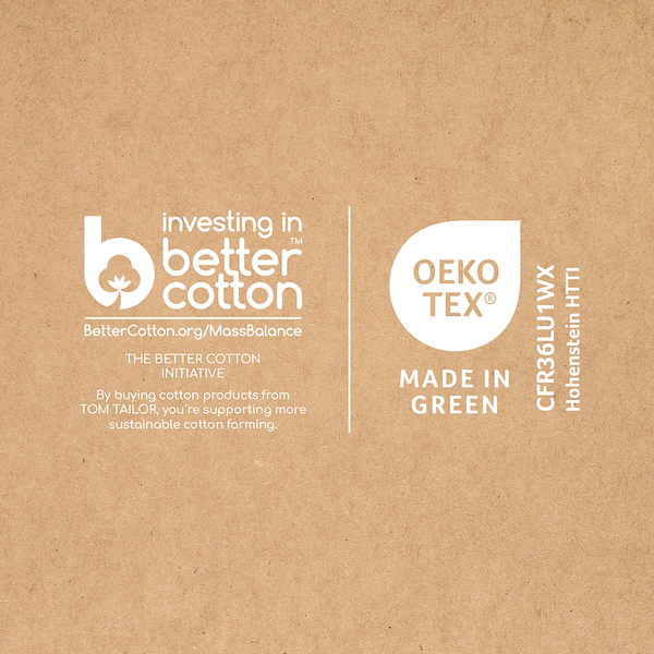 Perkal-Bettwäsche Tom Tailor - Baumwolle - Beige / Dunkelblau - 155 x 220 cm + Kissen 80 x 80 cm