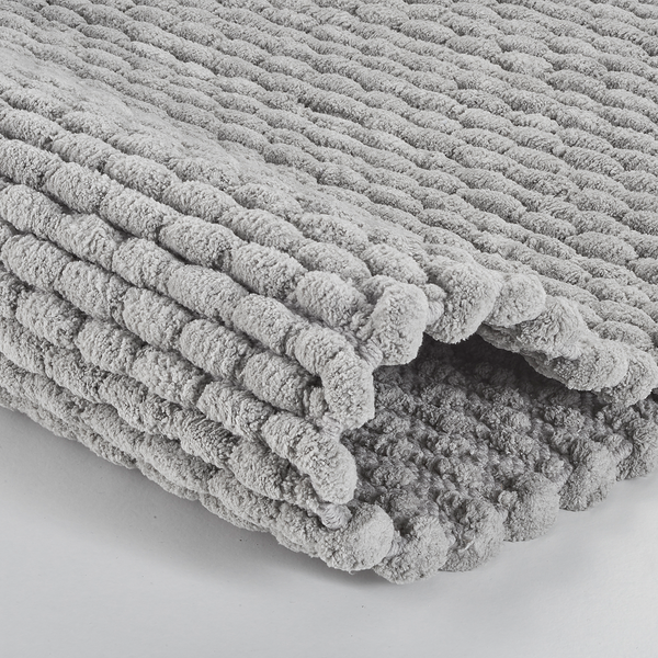 Badteppich Willow - Baumwolle / Polyester - Lichtgrau - 70 x 120 cm