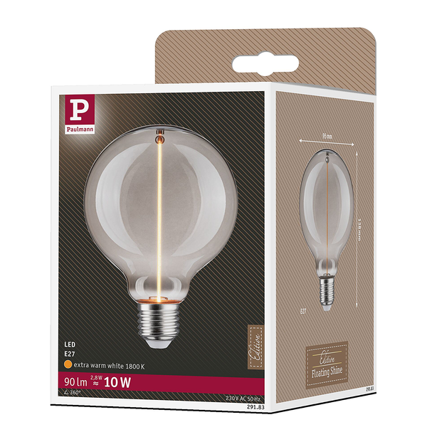 LED-Leuchtmittel Floating Shine G95 - Klarglas - Grau