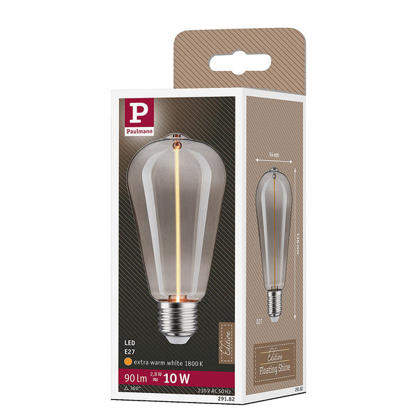 LED-Leuchtmittel Floating Shine ST64 - Klarglas - Grau