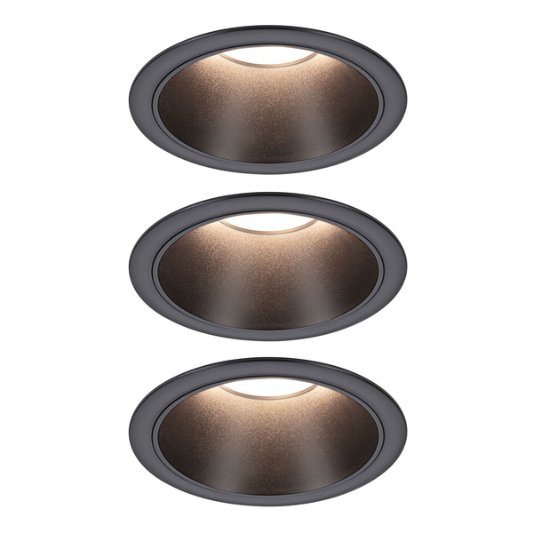 Einbauleuchte Cole Coin - Aluminium / Kunststoff - Schwarz - 3er Set
