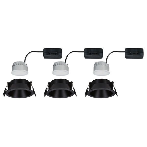 Einbauleuchte Cole Coin - Aluminium / Kunststoff - Schwarz - 3er Set