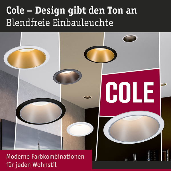 Einbauleuchte Cole Coin - Aluminium / Kunststoff - Schwarz - 3er Set