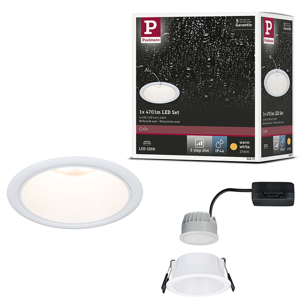 Einbauleuchte Cole Coin - Aluminium / Kunststoff - Weiß - 1er Set
