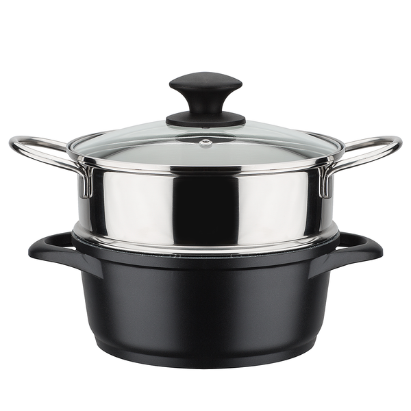 Topfset Gourmet Granit - Aluminium - Grau - 10-teilig