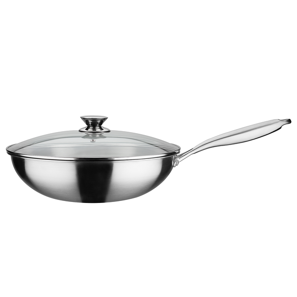 Wokpfanne Asia 2-teilig - Edelstahl - Silber - 2-teilig