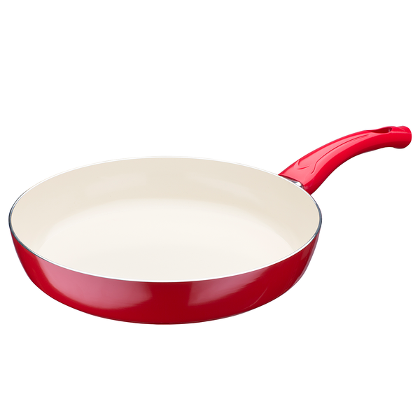 Pfannen-Set Ceramica - Aluminium - Rot / Beige - inkl. Pfannenwender - 3-teilig
