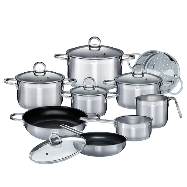 Kochtopf-Set Alara 14-teilig - Edelstahl - Silber