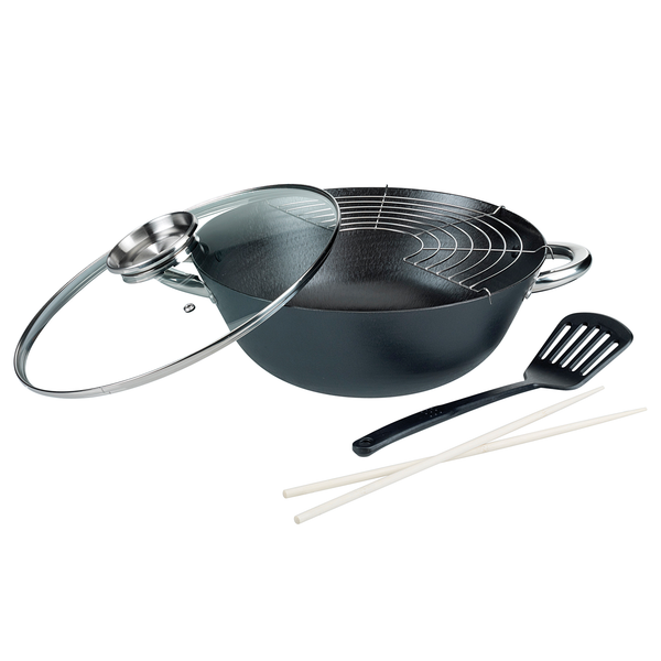 Wok-Set Hanwu 5-teilig - Gusseisen - Schwarz