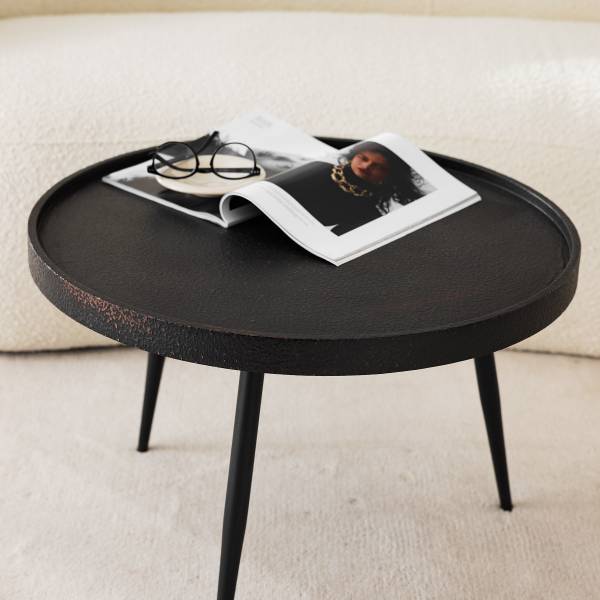 Couchtisch IKOMWA - Antik Schwarz / Schwarz - Durchmesser: 62 cm