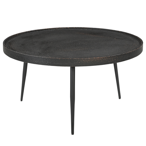 Couchtisch IKOMWA - Antik Schwarz / Schwarz - Durchmesser: 75 cm