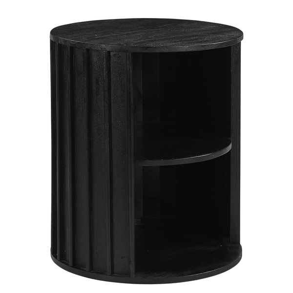 Massiver Couchtisch PANOTA - Akazie Schwarz - Durchmesser: 50 cm