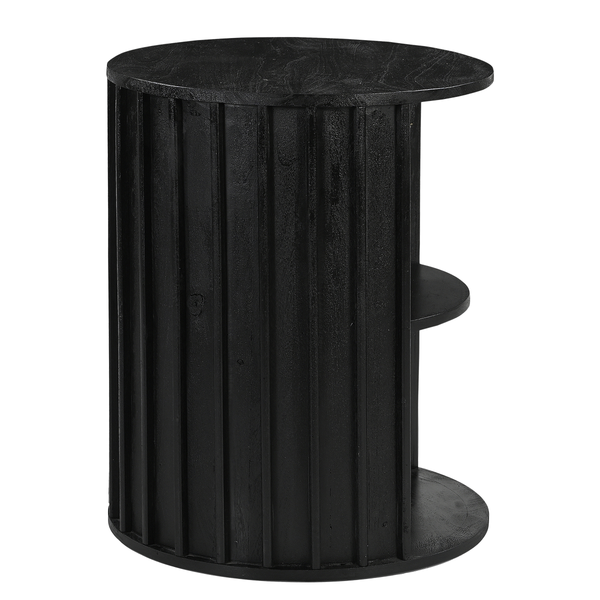 Massiver Couchtisch PANOTA - Akazie Schwarz - Durchmesser: 50 cm