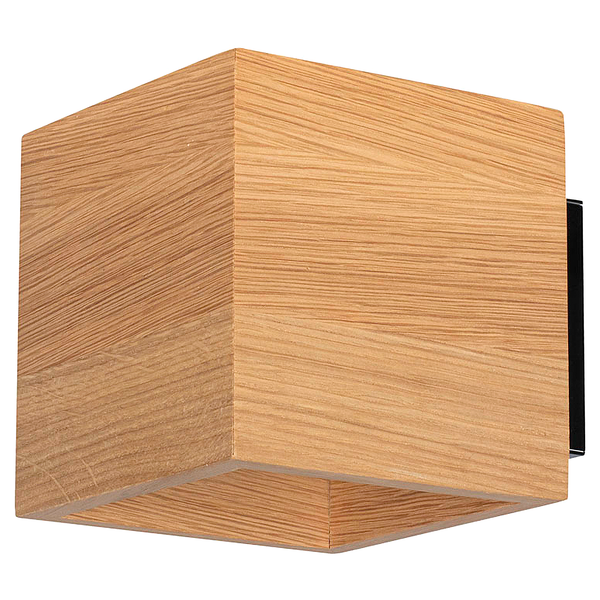 Wandleuchte Block Wood - Eiche Massiv - Eiche / Schwarz - 1-flammig