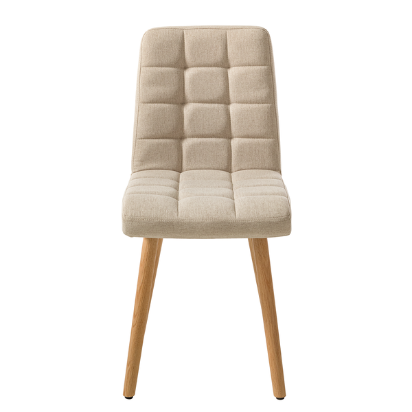 Polsterstuhl Doskie II - Leinen / Eiche massiv - Beige - 2er Set