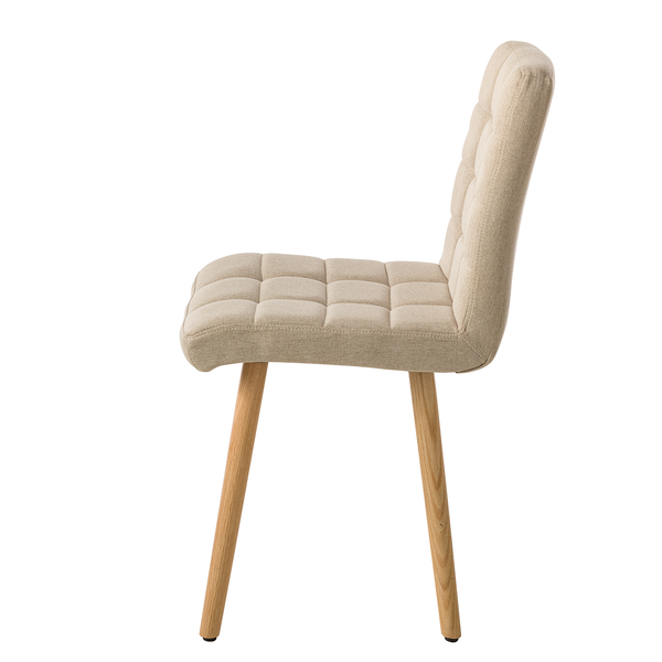 Polsterstuhl Doskie II - Leinen / Eiche massiv - Beige - 2er Set