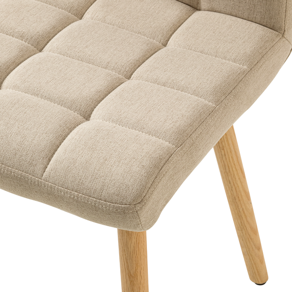 Polsterstuhl Doskie II - Leinen / Eiche massiv - Beige - 2er Set