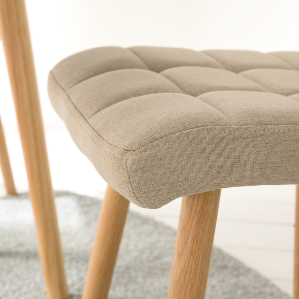 Polsterstuhl Doskie II - Leinen / Eiche massiv - Beige - 2er Set