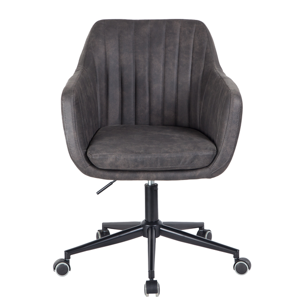 Bürodrehstuhl Leedy - Kunstleder / Stahl - Vintage Grau / Schwarz
