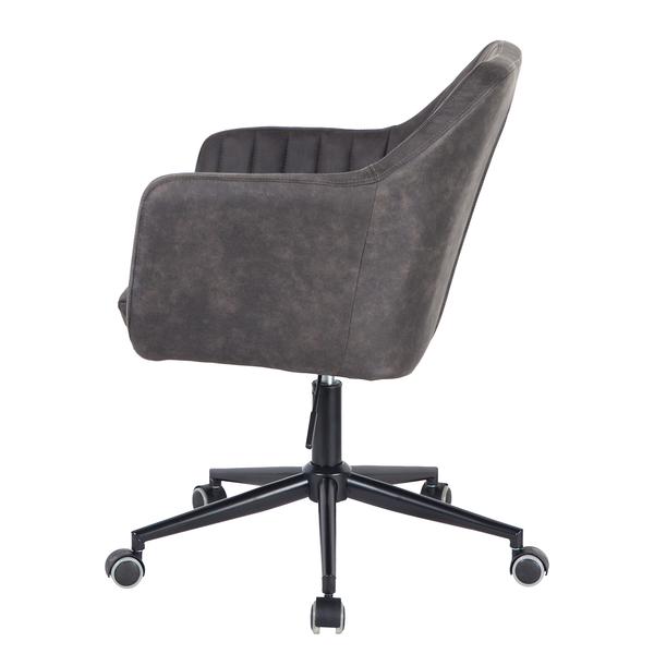 Bürodrehstuhl Leedy - Kunstleder / Stahl - Vintage Grau / Schwarz