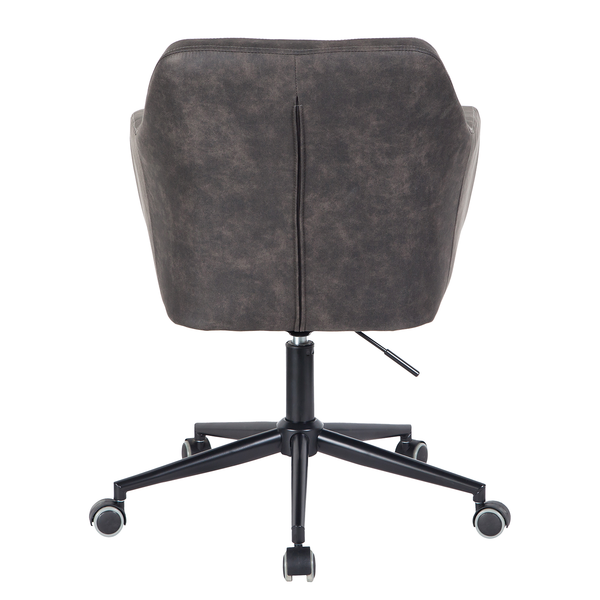 Bürodrehstuhl Leedy - Kunstleder / Stahl - Vintage Grau / Schwarz