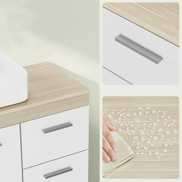 Waschbeckenunterschrank Buraw - Weiß / Beige