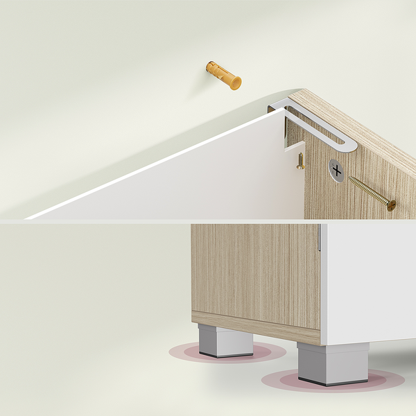 Waschbeckenunterschrank Buraw - Weiß / Beige