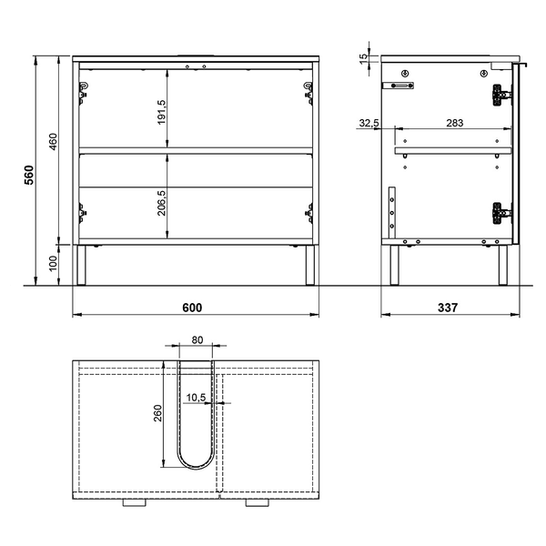 Waschbeckenunterschrank Arcena - Graphit