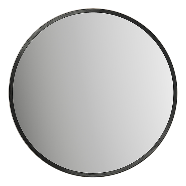 Wandspiegel Picasso rund - Spiegelglas / Aluminium - Schwarz - Durchmesser: 25 cm