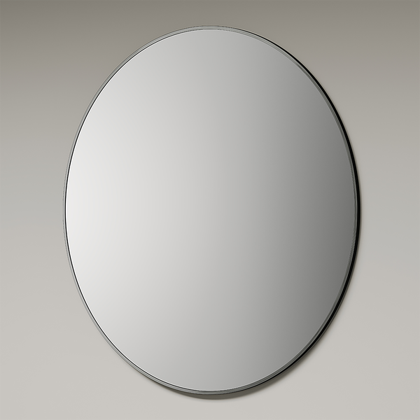 Wandspiegel Picasso rund - Spiegelglas / Aluminium - Schwarz - Durchmesser: 60 cm