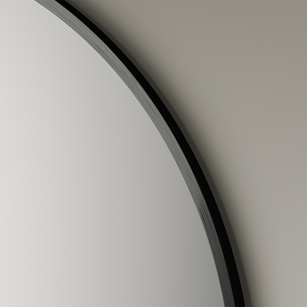 Wandspiegel Picasso rund - Spiegelglas / Aluminium - Schwarz - Durchmesser: 60 cm
