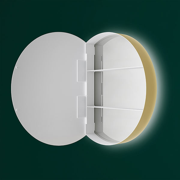 LED-Spiegelschrank Picasso - Spiegelglas / Aluminium - Weiß / Gold